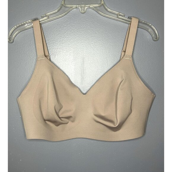 Comfelie Bra Womens Large Beige Wireless Seamless V Adjustable Straps Stretchy - Picture 6 of 6